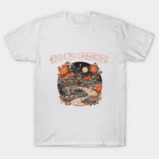 Ukiyo-e Tranquility: Serene Village Landscape T-Shirt